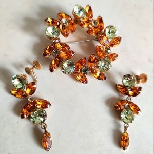 Stunning Sherman Dangling Earrings & Brooch Set